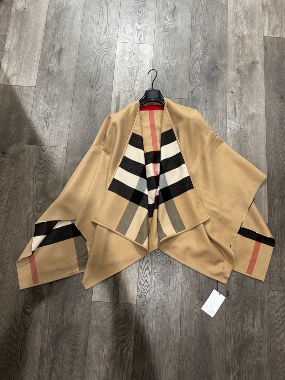 Burberry Reversible Wool Cape Beige and Check